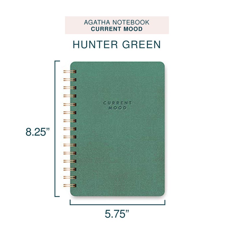 Studio Oh! Spiral Notebook 5.75" x 8.75", Daily Planner for Work or School, Journal Notepad for Writing, 208 Page Lined Paper, 100 GSM Paper Weight, Includes Storage Pocket, Current Mood Hunter Green - Image 5